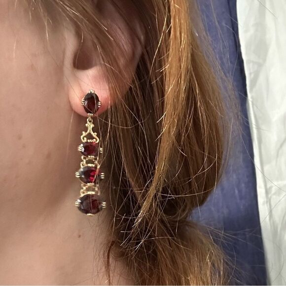 Vintage MFA 14k And Ruby Georgian Revival Earrings - Picture 10 of 10